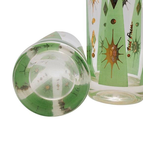 Fred Press Glass Tumblers Atomic Burst Cocktail MCM Pastel Mint Green Highball - Picture 6 of 7